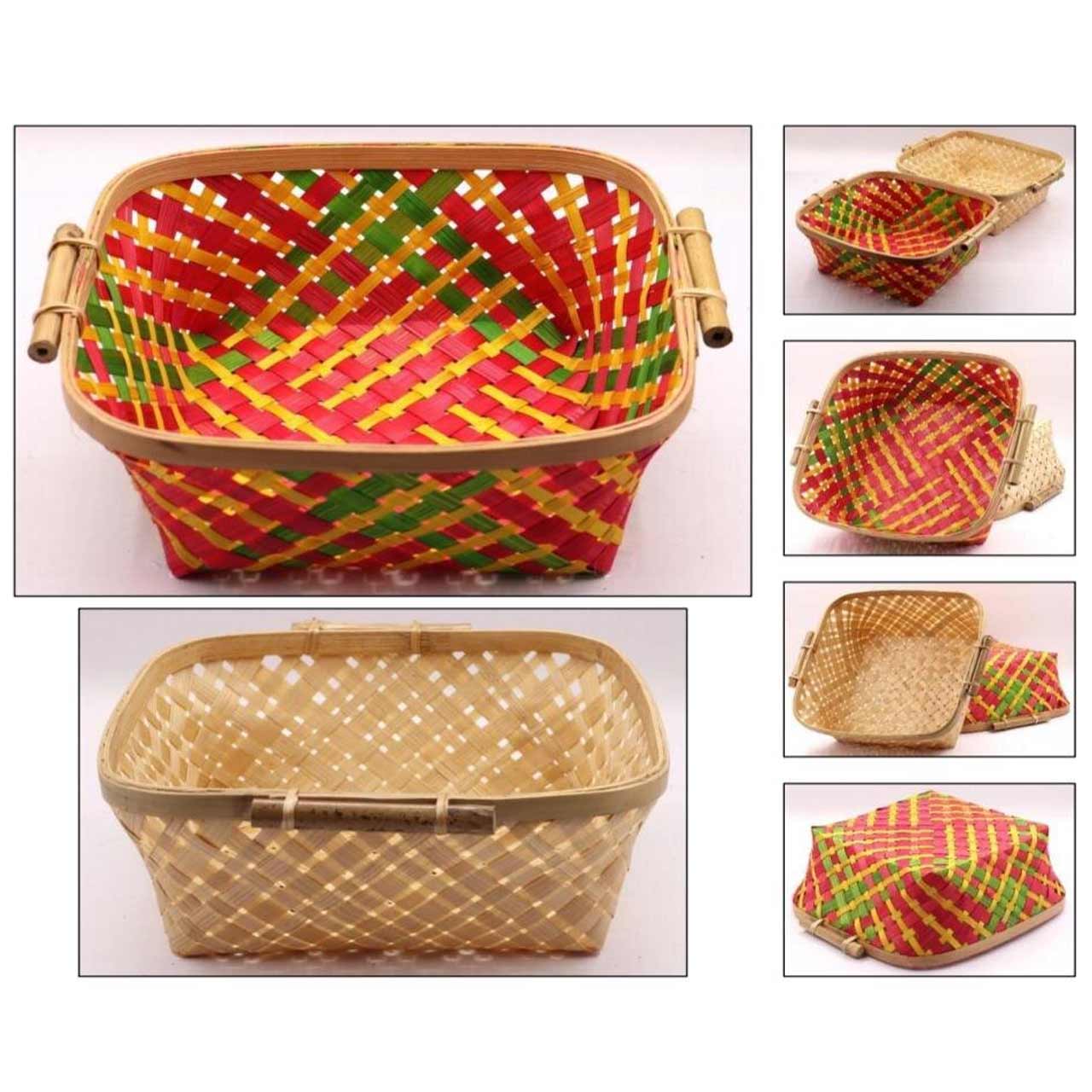 Bamboo Basket Pink Green